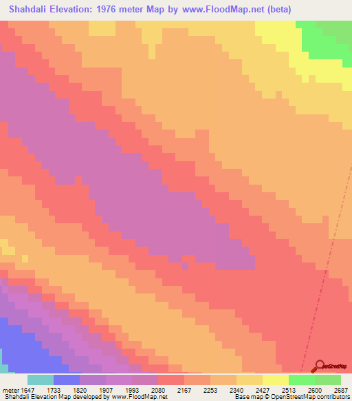 Shahdali,Iran Elevation Map