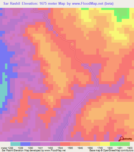 Sar Rashil,Iran Elevation Map