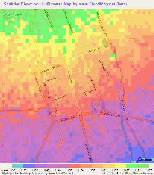 Shahriar,Iran Elevation Map