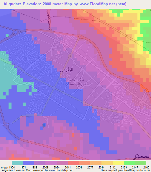 Aligudarz,Iran Elevation Map