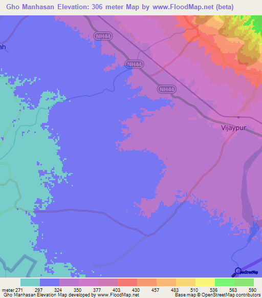 Gho Manhasan,India Elevation Map