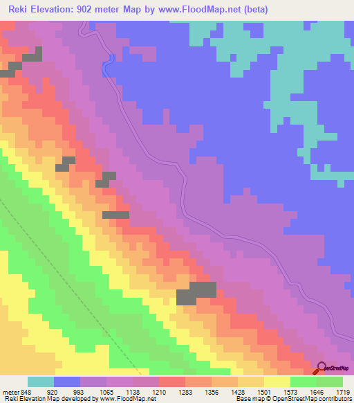 Reki,Iran Elevation Map