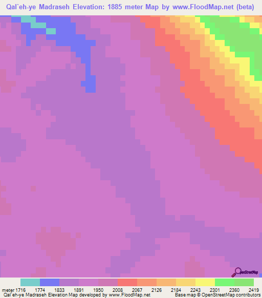 Qal`eh-ye Madraseh,Iran Elevation Map