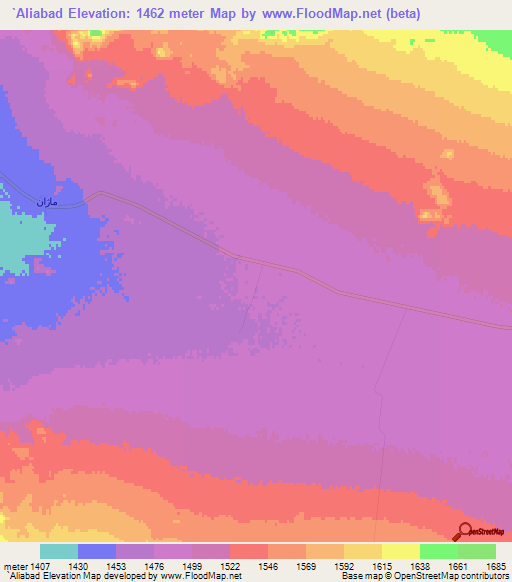 `Aliabad,Iran Elevation Map