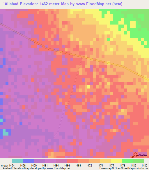 `Aliabad,Iran Elevation Map