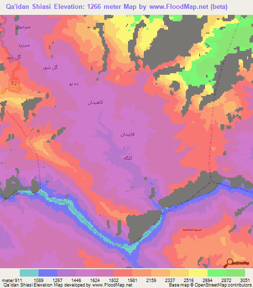 Qa'idan Shiasi,Iran Elevation Map