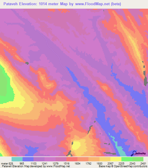 Pataveh,Iran Elevation Map