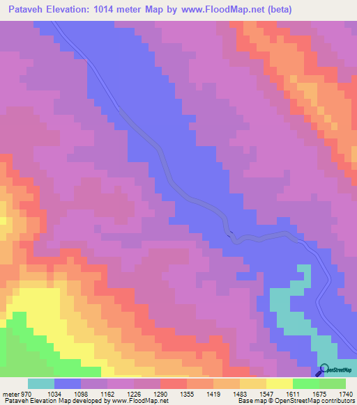 Pataveh,Iran Elevation Map