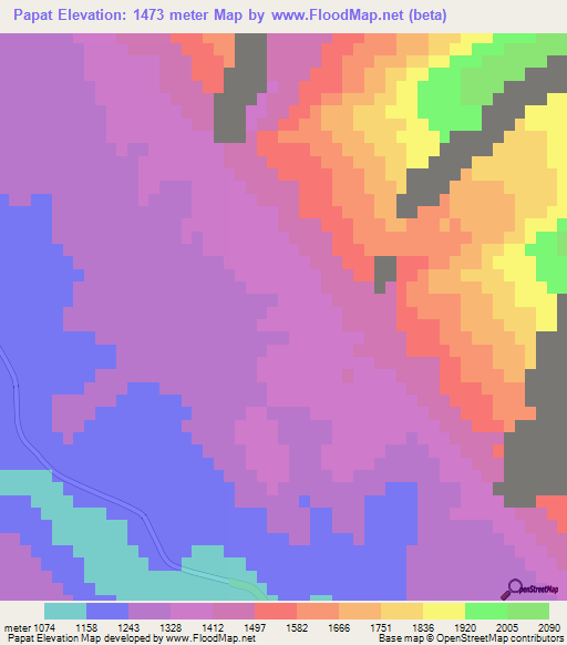 Papat,Iran Elevation Map