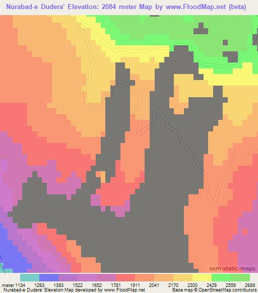Nurabad-e Dudera',Iran Elevation Map