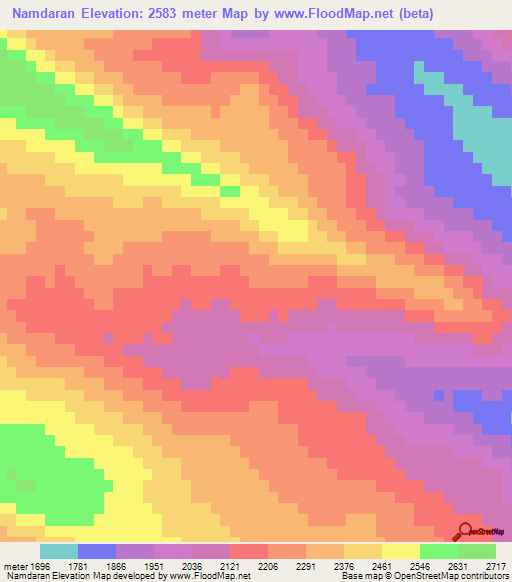 Namdaran,Iran Elevation Map