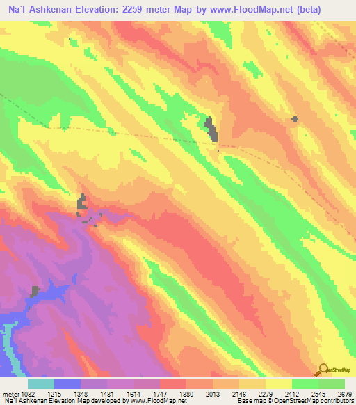 Na`l Ashkenan,Iran Elevation Map