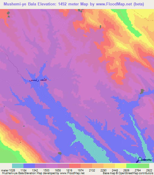 Mushemi-ye Bala,Iran Elevation Map