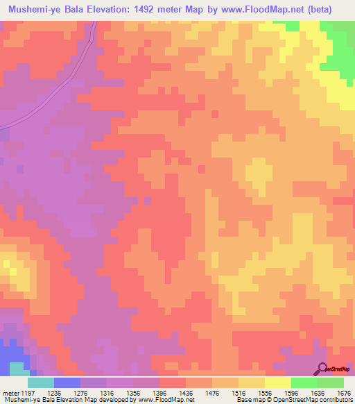 Mushemi-ye Bala,Iran Elevation Map