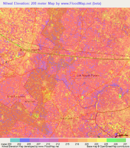 Nilwal,India Elevation Map
