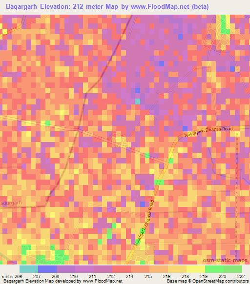 Baqargarh,India Elevation Map