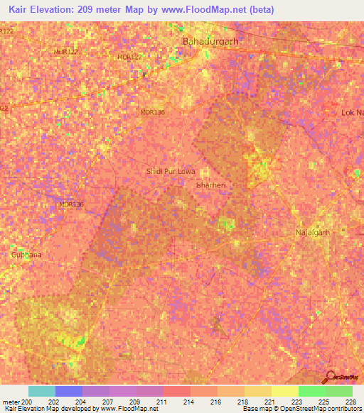 Kair,India Elevation Map