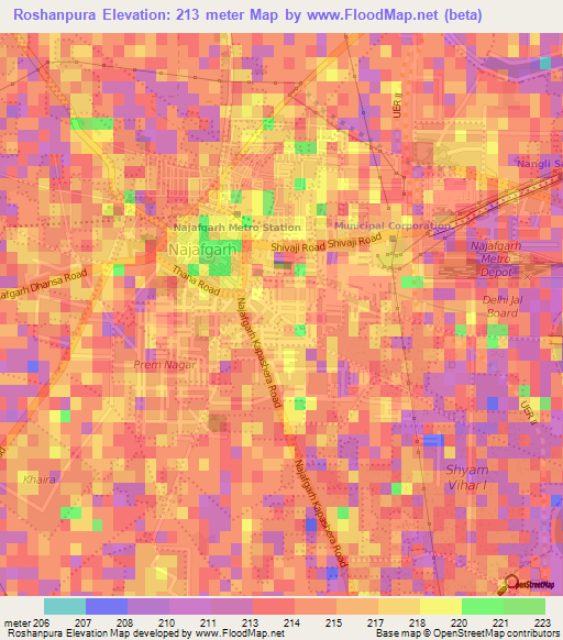 Roshanpura,India Elevation Map