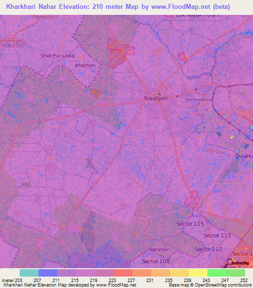 Kharkhari Nahar,India Elevation Map