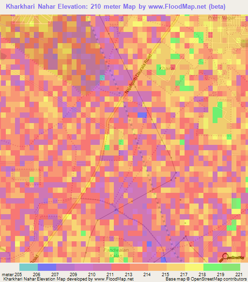 Kharkhari Nahar,India Elevation Map