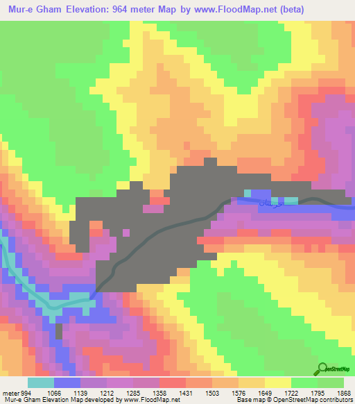 Mur-e Gham,Iran Elevation Map