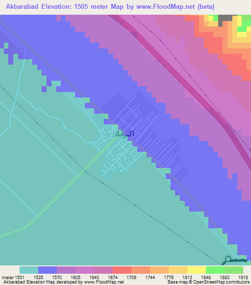 Akbarabad,Iran Elevation Map