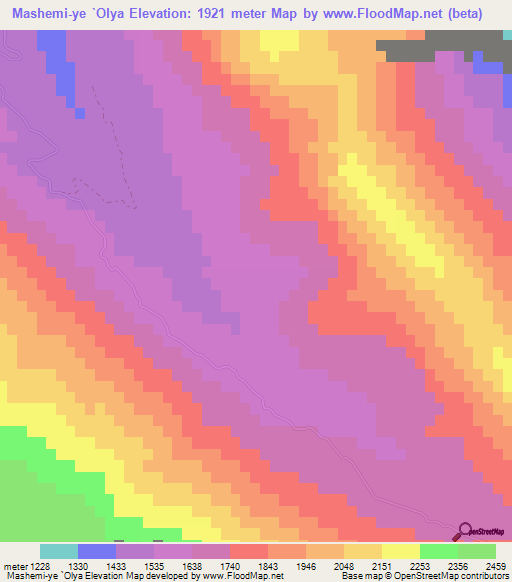 Mashemi-ye `Olya,Iran Elevation Map