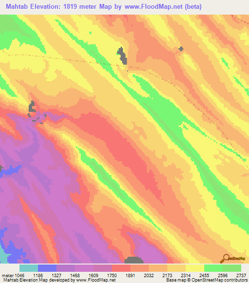 Mahtab,Iran Elevation Map