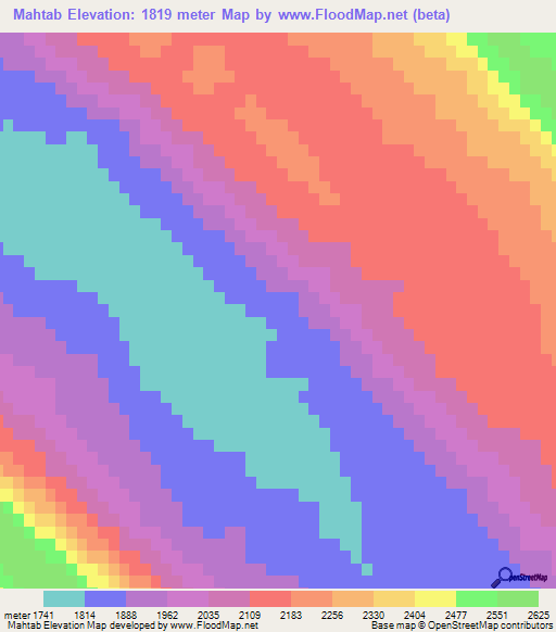 Mahtab,Iran Elevation Map