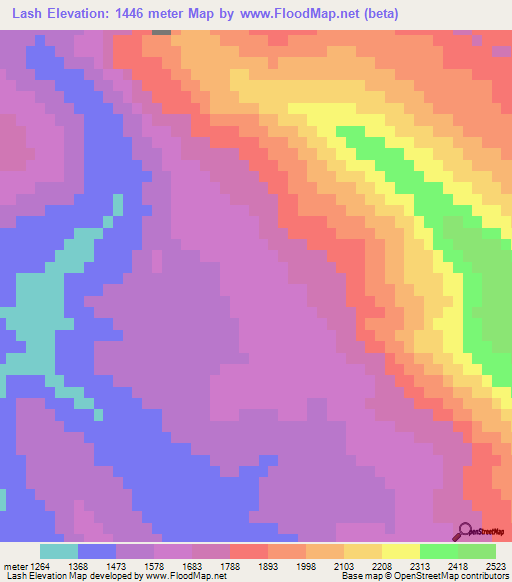 Lash,Iran Elevation Map