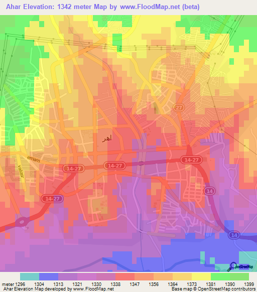 Ahar,Iran Elevation Map