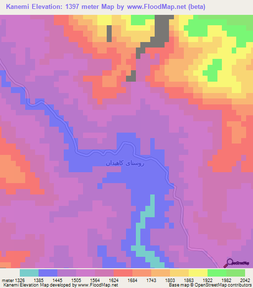 Kanemi,Iran Elevation Map