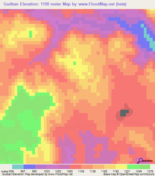 Gudban,Iran Elevation Map
