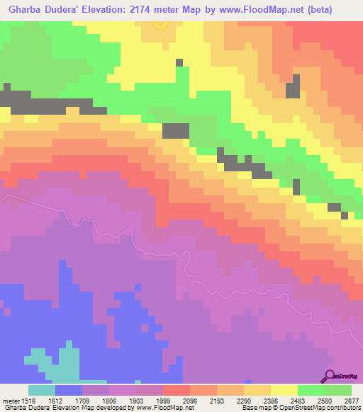 Gharba Dudera',Iran Elevation Map