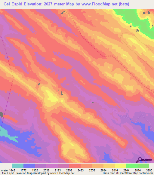 Gel Espid,Iran Elevation Map