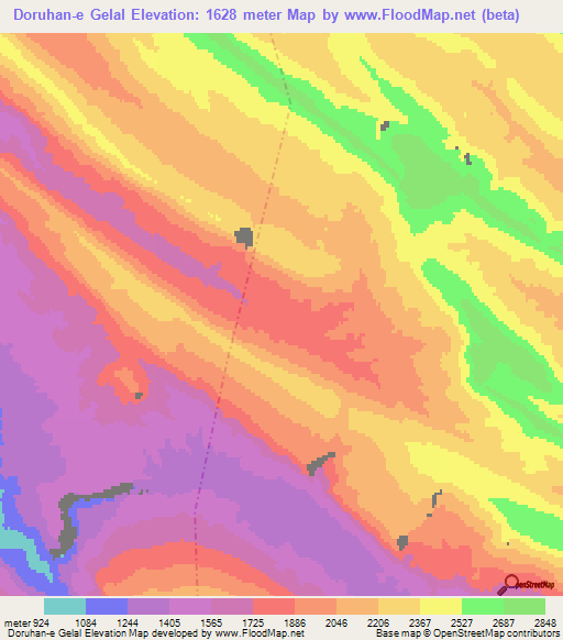 Doruhan-e Gelal,Iran Elevation Map