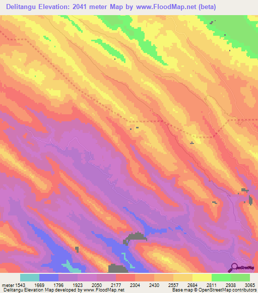 Delitangu,Iran Elevation Map