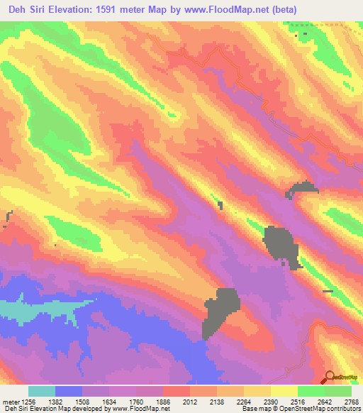 Deh Siri,Iran Elevation Map