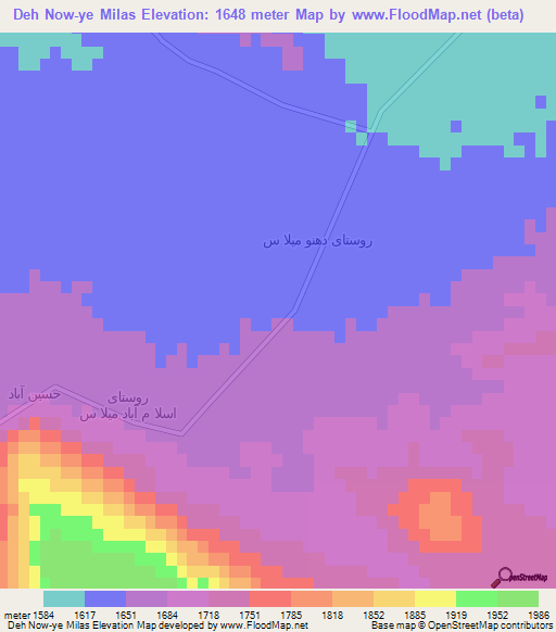 Deh Now-ye Milas,Iran Elevation Map
