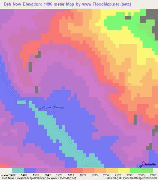 Deh Now,Iran Elevation Map