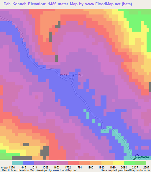 Deh Kohneh,Iran Elevation Map