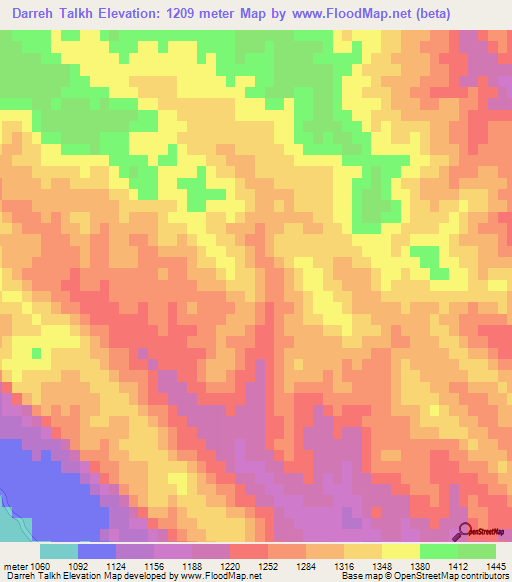 Darreh Talkh,Iran Elevation Map