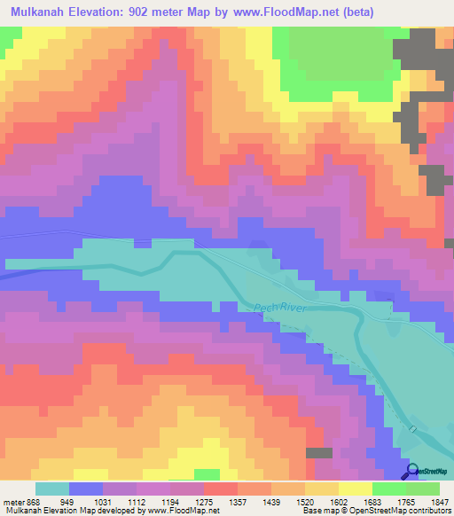 Mulkanah,Afghanistan Elevation Map