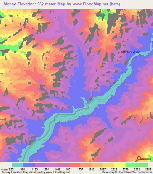 Monay,Afghanistan Elevation Map