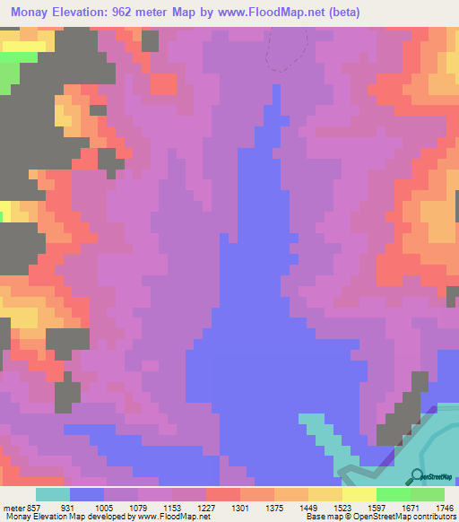 Monay,Afghanistan Elevation Map