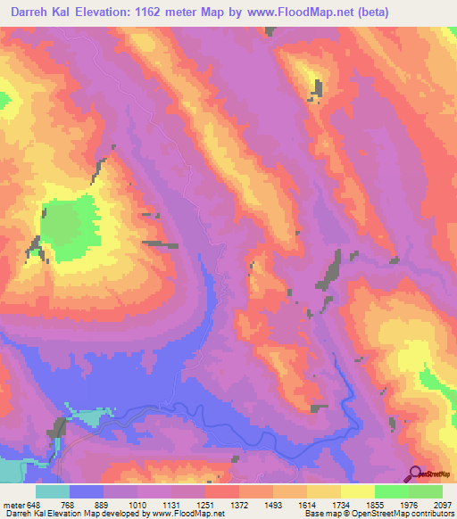 Darreh Kal,Iran Elevation Map