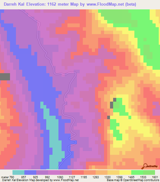 Darreh Kal,Iran Elevation Map