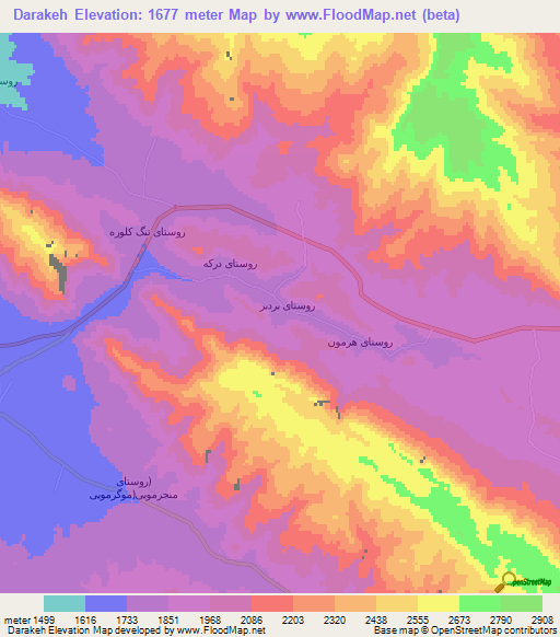 Darakeh,Iran Elevation Map