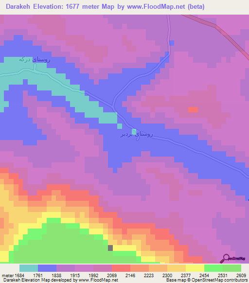 Darakeh,Iran Elevation Map