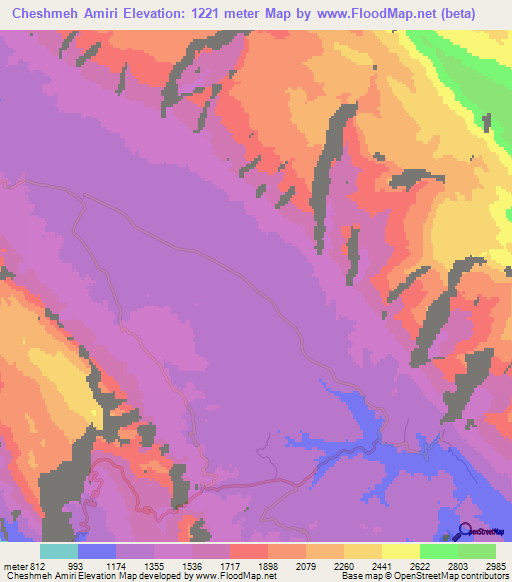Cheshmeh Amiri,Iran Elevation Map